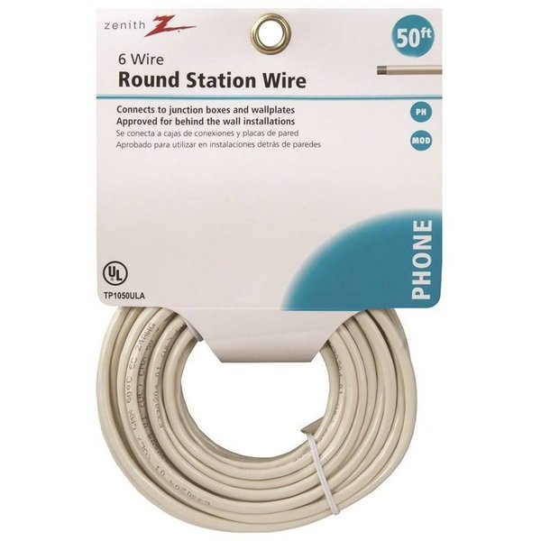 Zenith Wire Telephone Rnd 6W 50Ft Alm TP1050ULA